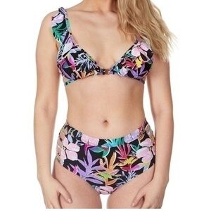 XOXO Floral High-Waisted Bikini Set